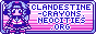 The Clandestine Crayons Neocities' Shareable Button, featuring Aither from Epic Seven.