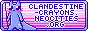 The Clandestine Crayons Neocities' Shareable Button, featuring Rivulet from Rain World.